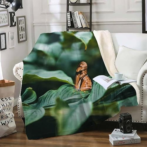 Decke 220x240 GrüNer Dschungel Sofadecke Wohndecke Warme Kuscheldecken Picknickdecke Weich Flanell Fleecedecke Tagesdecke Bett überwurfdecke Personalisierte Geschenke für Frauen Männer