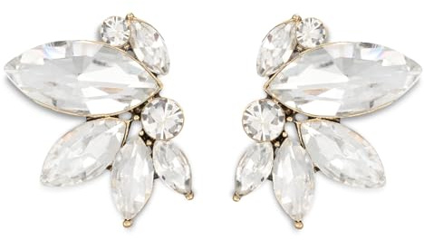 SWEETV Sparkly Gold Rhinestone Stud Earrings for Women, Crystal Wedding Bridal Earrings for Brides,Cluster Bridesmaid Earrings, Prom Formal Party Jewelry