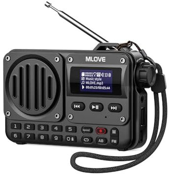 MLOVE BV800 Haut-Parleur Bluetooth Portable avec Radio FM, écran LCD, Prend en Charge la Lecture Via BT 5.0, AUX-in, clé USB et Carte TF pour Profiter de la Musique en déplacement