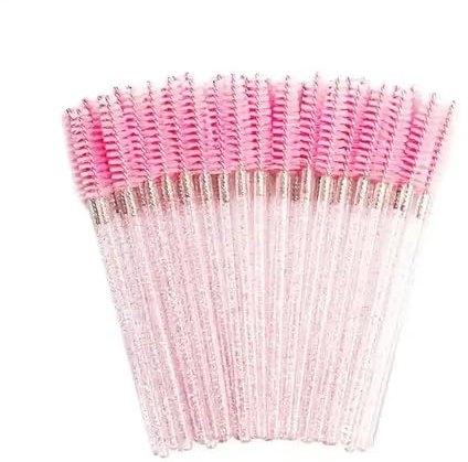 BOULTON Disposable Eyelash Mascara Brushes – Pack of 100 | Eyelash Brush Lash Extension Brushes Wands | Mascara Wand Eye Brow Spooly Eyelash Brush | Makeup Spoolies Make Up (Pink)