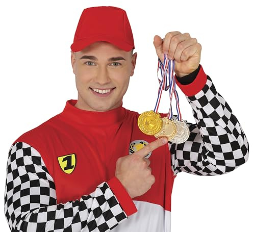 FIESTAS GUIRCA | Set de 3 Medallas Deportivas Oro, Plata y Bronce (7 cm) - Accesorio de Joyería para Fiestas y Celebraciones Deportivas - Ideal para Competiciones y Eventos - Oro, Plata, Bronce