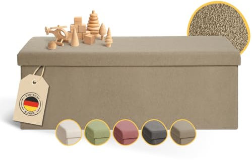 Laleni Sitzbank mit Stauraum geräumig - Truhenbank mit Stauraum 110x38 cm - Sitztruhe mit Stauraum - Bequemer Hocker mit Stauraum - Aufbewahrungsbox mit Deckel groß - Kinder Sitztruhen Taupe