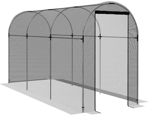 Outsunny Fruit Cage Bird Netting, Heavy Duty Fruit and Vegetable Protection Tent with Zipped Door, Anti Bird, Insects, Small Animals, 1.2 x 3.6 x 1.9m, Black