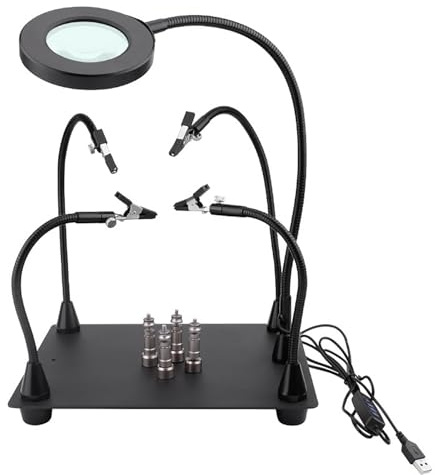 Terza Mano Per Saldatura,Terza Mano,Tavolo Da Saldatura Con Luce,Con Lampada Di Ingrandimento a Led 6x,Con Lampada Di Ingrandimento a Led 6x,Adatto a Saldatori, Gioiellieri e Artigiani Del Fai Da Te
