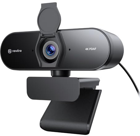 N newline 4K Webcam for PC, PDAF/CDAF Autofocus, 1080P@60FPS, 79° FOV, Auto Light Correction, 2 Noise Reduction Mics, Privacy Cover, USB-A, Streaming Camera for Skype, Teams, Online Meeting, NewEye 62