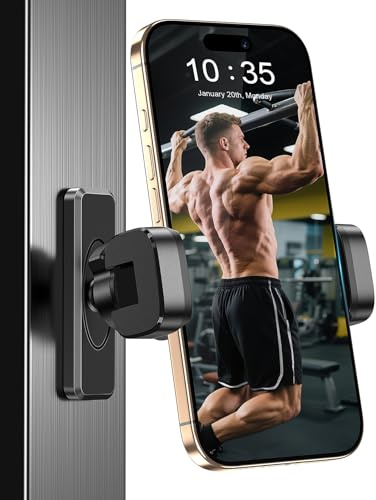 Gym Magnetic Phone Holder【Strong Magnets】- 360 Adjustable Magnetic Phone Mount, Phone Holder Gym Accessories for Men Women Compatible with All Smartphones 4.7-7