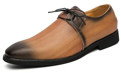 Zapatos Oxford de vestir for hombre, bicolor, de piel, con cordones, punta afilada y detalles cosidos a mano. Ideales for ocasiones formales, negocios, bodas, fiestas y la oficina.(Brown,42 EU)