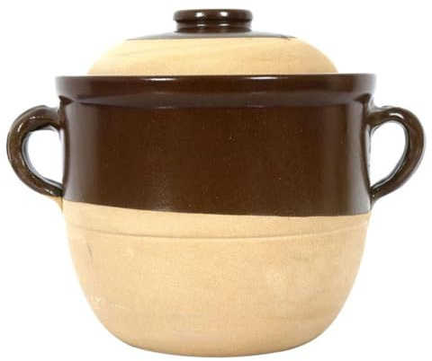 SHINEOFI Olla de Barro Doble Asa 2l para Guisar, Cazuela Tradicional de Barro, Utensilio de Cocina Resistente al Calor, Adecuado para Cocina Doméstica y Platos Caseros