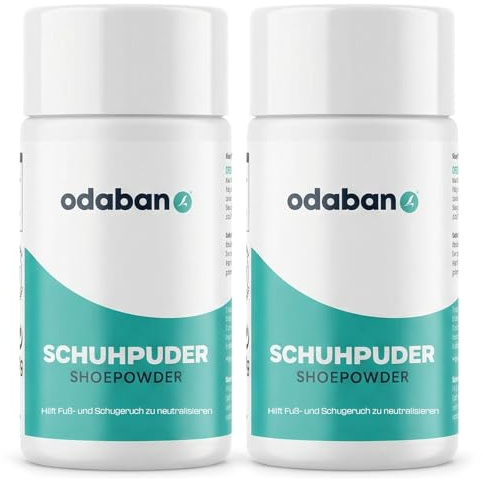 odaban Fot- och skopulver | minskar fot- och skolukt | bakteriereducerande mot bakterier och svampar | binder fukt för långvarig friskhet | perfekt för svettiga fötter och sportskor | 2 x 50 g