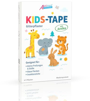 Aktimed Kids Tape – gallerplåster med arnika – korsade tejp för barn – hudvänliga gallertejp med växtextrakt – stödjande användning för insektsbett, blåmärken och blåmärken
