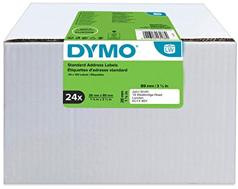 DYMO LW etichette per indirizzi originali | 28 mm x 89 mm | 24 rotoli da 130 etichette facilmente staccabili (3120 etichette) | autoadesive | per etichettatrici LabelWriter