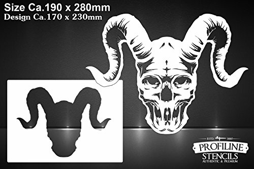 Herterich Products airbrush stencil för djävul skalle – tatuering och graffiti stencil mall