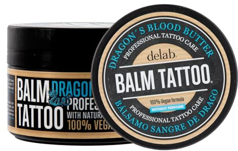 BALM TATTOO Dragons Blood Butter 250 ml utan parfym, vegansk, fuktgivande under och efter tatuering, smalnar porerna för att förhindra stark blödning av färgerna