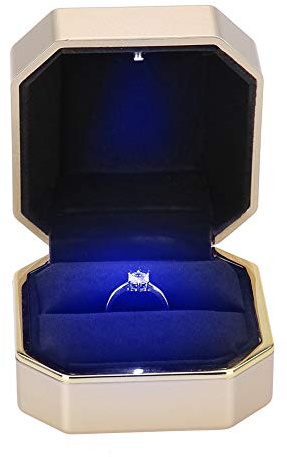 Scatola Portaanelli con LED, Elegante Cofanetto Gioielli per Fidanzamento e Matrimonio, Design Luminoso e Accogliente