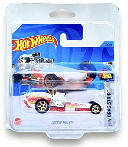 Hot Wheels Rockin' Railer HKG53 6/10 HW Drag Strip – 2023–171/250 (kurze Karte) – wird in einer Klas-Autoaufbewahrungsschutzhülle geliefert