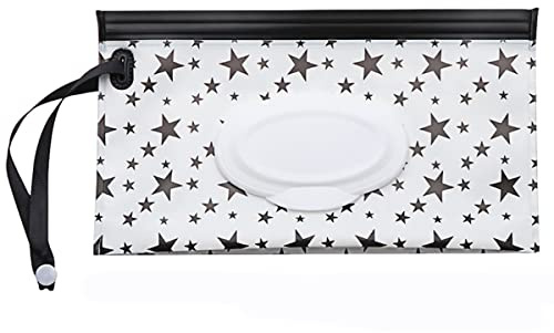 5 piecesSnap Strap Portable Baby Wet Wipes Bag Tissue Box Container Eco-friendly Easy-carry Clamshell Cosmetic Cleaning Cases 24*13.5cm(random hair)