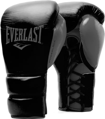 Everlast Unisex - Guantes de Boxeo para Adultos Powerlock 2 Pro Lace Guante de Entrenamiento, Negro, 14oz