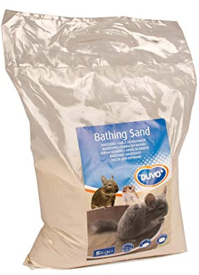 duvoplus, Sandbad 5 kg, natürliche Hautpflege, für Chinchillas und Hamster, reduziert Stress, glänzendes und hygienisches Fell, staubfrei, sehr weicher Sand, 100% natürlich