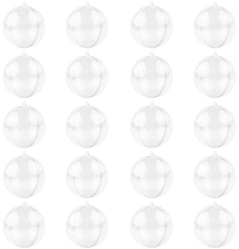 MIKAILE 20 Piezas Bolas de Navidad Transparentes 6CM, Rellenables Bolas de Plastico Decoraciones, Bricolaje Bolas Navideños para Navidad el Árbol Navidad Fiesta