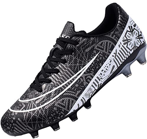 Csgkag Fußballschuhe Herren Trainingsschuhe Professionelle Stollen Spikes Cleats Jungen Kunstrasen Fussballschuhe Outdoor Sport Football Schuhe,Schwarz,EU42