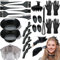 Kakveiai 23 StückHaarfärbepinsel Haare Faerben Set, Haar Färben Färbung Set, Färben Färbung Set, Haarfärbe-Set, Wiederholbar,mit Kopfhaut Massagebürste, für DIY Salon Haarfärbemittel,Friseur Zubehör