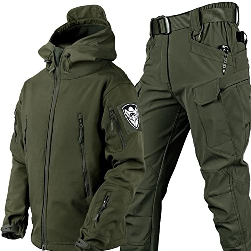 KUMIAO Tenue militaire imperméable camouflage – Ensemble veste et pantalon tactiques pour homme, costume militaire à coquille souple pour costume militaire de combat
