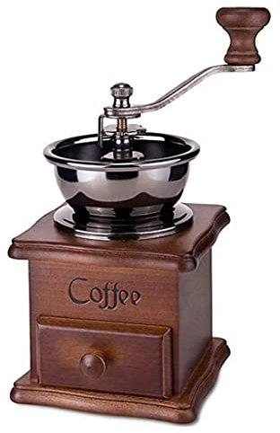 TJLSS Handkaffekvarn i massivt trä Retro Design Familj Mini Kaffeböna Manuell kvarnmaskin Justerad tjocklek Köks kaffekvarn