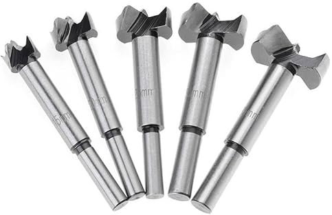 Forstner-Bohrer-Satz, 5-teilig 15-35mm hochfester Stahl-Flachbohrer-Satz Sechskantschaft extra lange Holzbearbeitungs-Lochsäge Holzschneiderwerkzeug