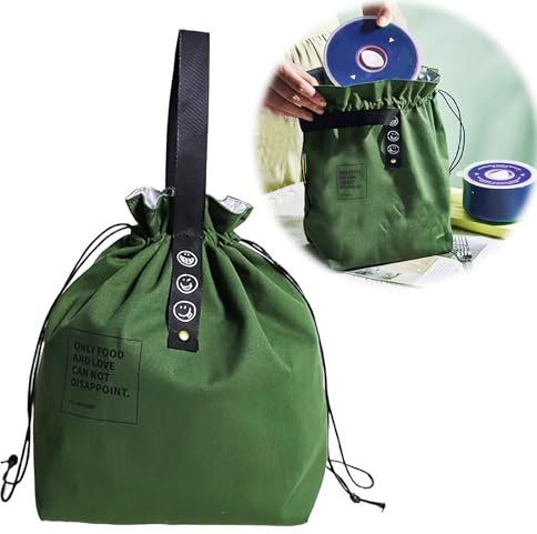 Vidacharmy Bolsa Térmica Porta Alimentos, Bolsa de Almuerzo, Nevera Portatil, Bolsa Termica Porta Alimentos Pequeña, Bolsa Merienda Infantil para Playa, Picnic, Camping, Barbacoa - Verde