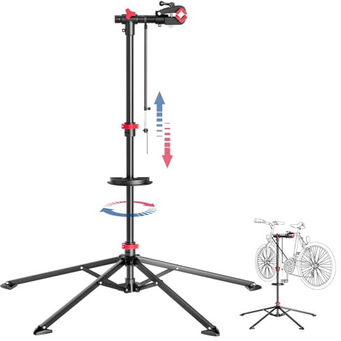 Floordirekt Fahrrad Montageständer bis 30 kg belastbar, Profi Reparaturständer mit Werkzeugschale, drehbar, klappbar, höhenverstellbar (Lois)