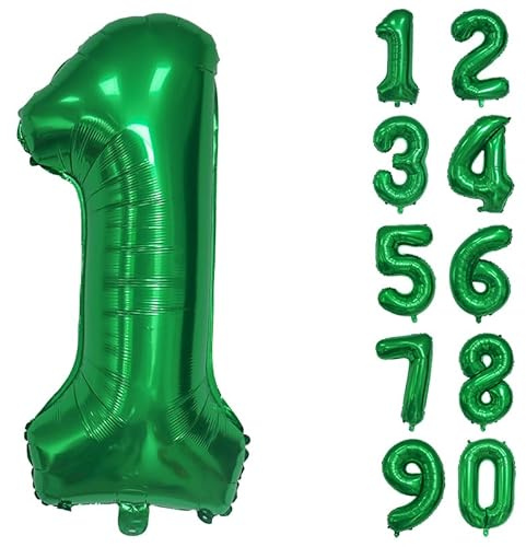 32 Inch Number Balloons Giant Number Aluminium Foil Helium Balloons for Birthday Party Celebration Decoration New Year Baby Shower Anniversary (Green, 1)