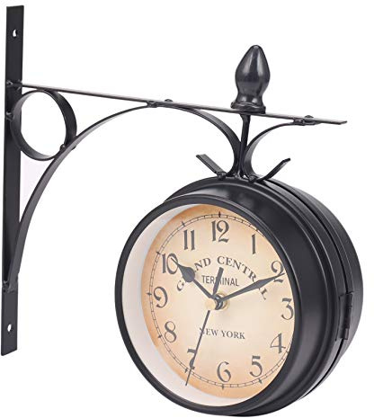 Jrifedptry Orologio da parete bifacciale in stile europeo classico monocromatico
