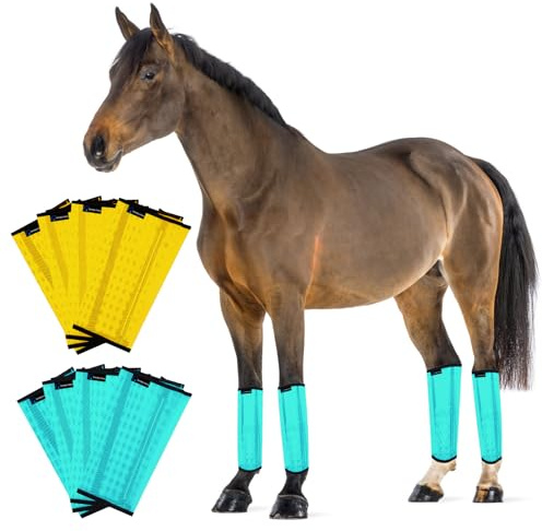 FOXLVDA Horse Fly Boots Set of 8 - Breathable Tough Mesh Equine Leg Wraps