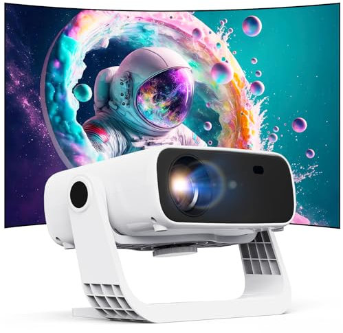 Wielio 2025 New Smart Projector Built-in Apps, Native 1080P 4K Supported, WiFi 6 & Bluetooth 5.2, Low Fan Noise (<30dB), 120° Adjustable Stand, Auto Keystone Home Cinema Projector for iOS/Android/PS5