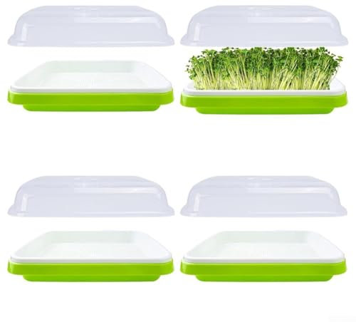 Confezione da 4 vassoi per germogliare con coperchio, soluzione per giardinaggio domestico per germogli freschi