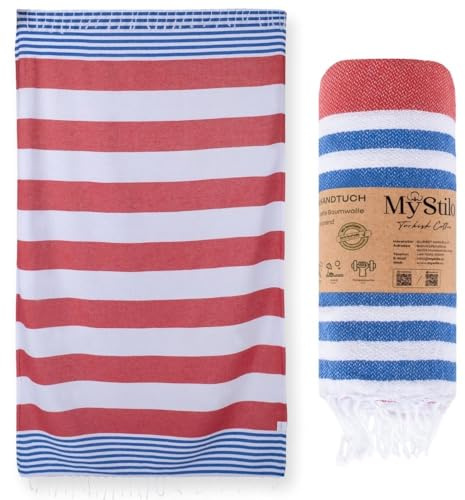 MyStilo® XXL bastuhandduk hamam-handduk – stor, mjuk badhandduk 100 x 180 cm, snabbtorkande – premium strandhandduk, strandhandduk, handduk för män, kvinnor, yoga och fitness (röd)