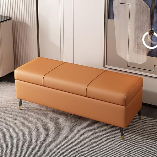 Avdnrya Träbänk för sovrum, entrépall och sminkstol, dekorativ ottoman, vardagsrumsaccent, sängkista – eleganta och funktionella möbler (120 x 40 x 40 x 40 cm, orange)