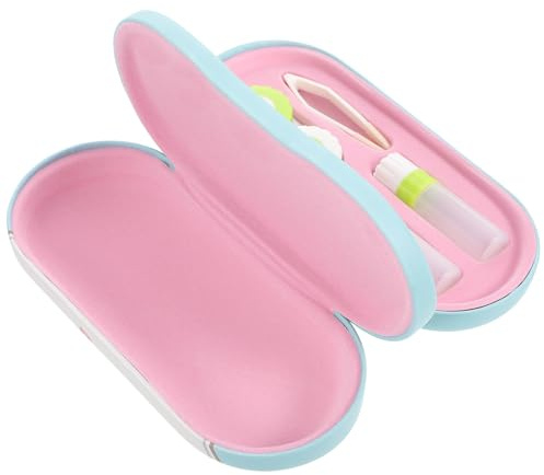 Milisten Estuche Doble para Gafas y Lentillas con Espejo Caja Portátil de PU para Almacenamiento Doméstico y Exterior Accesorio Práctico para Lentes de Contacto