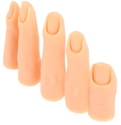 VILLCASE Modèle de Main d'Entraînement pour Ongles en Silicone Naturel Doigts d'Entraînement Articulés Rigides Kit de Faux Doigts pour Pratique du Nail Art et Manucure Professionnelle