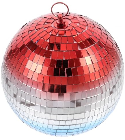 NUOBESTY Palla da Discoteca a Specchio 20 CM Anello Metallico Decorazione Sospesa per Feste Natale e Ktv Effetto Luce Riflettente Ornamento Leggero in Schiuma e Vetro per Ambienti