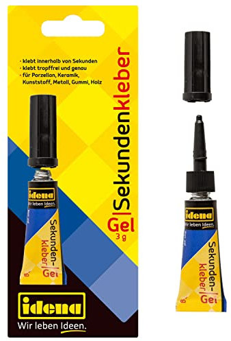 Idena 634138 - Sekundenkleber Gel, 3 Gramm in der Tube, klebt tropffrei und genau