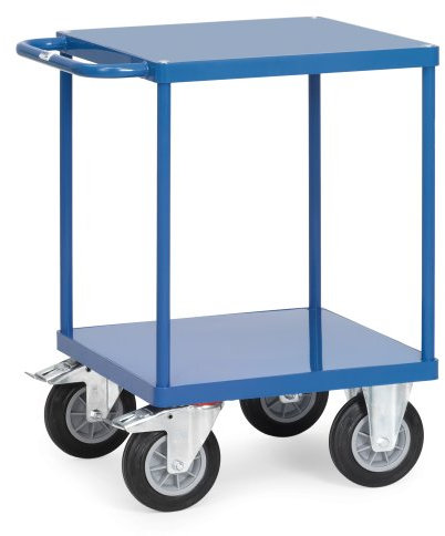 Fetra Transportgeräte mtpid496b F 501 Wagen mit Tablett, 2 Etagen, Regal 228 mm, 860 mm, 600 mm x 600 mm Plattform, 500 kg Belastung, 160 mm Rollen Durchmesser