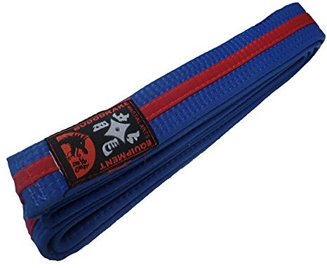 Budodrake Karategürtel blau, roter Mittelstreifen Judogürtel Taekwondogürtel (240)