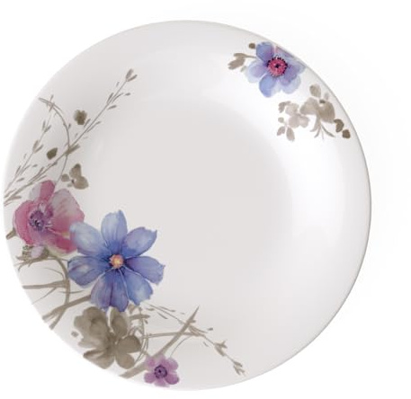 Villeroy & Boch - Piatto da Colazione Mariefleur Gris Basic, Piatto Tondo in Porcellana Premium con Delicato Decoro Floreale, per lavastoviglie, 21 cm