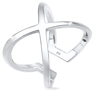 Elli Ring Damen Kreuz Symbol Geo in 925 Sterling Silber