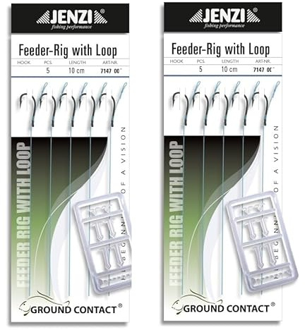 Set: 2 Packungen insgesamt 10 Stück Method Feeder von Jenzi - Vorfächer/Rig Hakengröße 6 oder 8 +gratis Petri Heil! Aufkleber (Hakengröße 8)