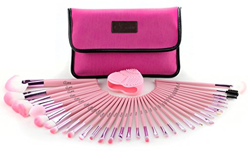 Glow 30 qualité professionnelle Pinceaux de maquillage (34 Lot de pinceaux de maquillage, Rose)