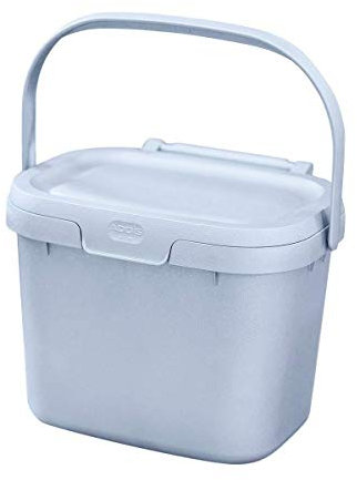 Addis 518384 Eco 100% Plastic Everyday Kitchen Food Waste Compost Caddy Bin, 4.5 Litre, Recycled Light Grey