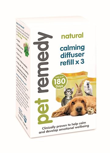 Pet Remedy REFILL Nautual Calming Plug Diffuser - Helps calm and develop emotional wellbeing in all pets. (3 x 40ml (6 Month Supply))