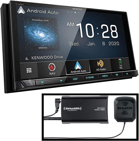 Kenwood Excelon DNX997XR 6.8 Capacitive Touch Panel Navigation DVD Receiver Bluetooth HD Radio | High Definition Display | Apple CarPlay Android Auto | Plus SiriusXM SXV300v1 Connect Satellite Radio